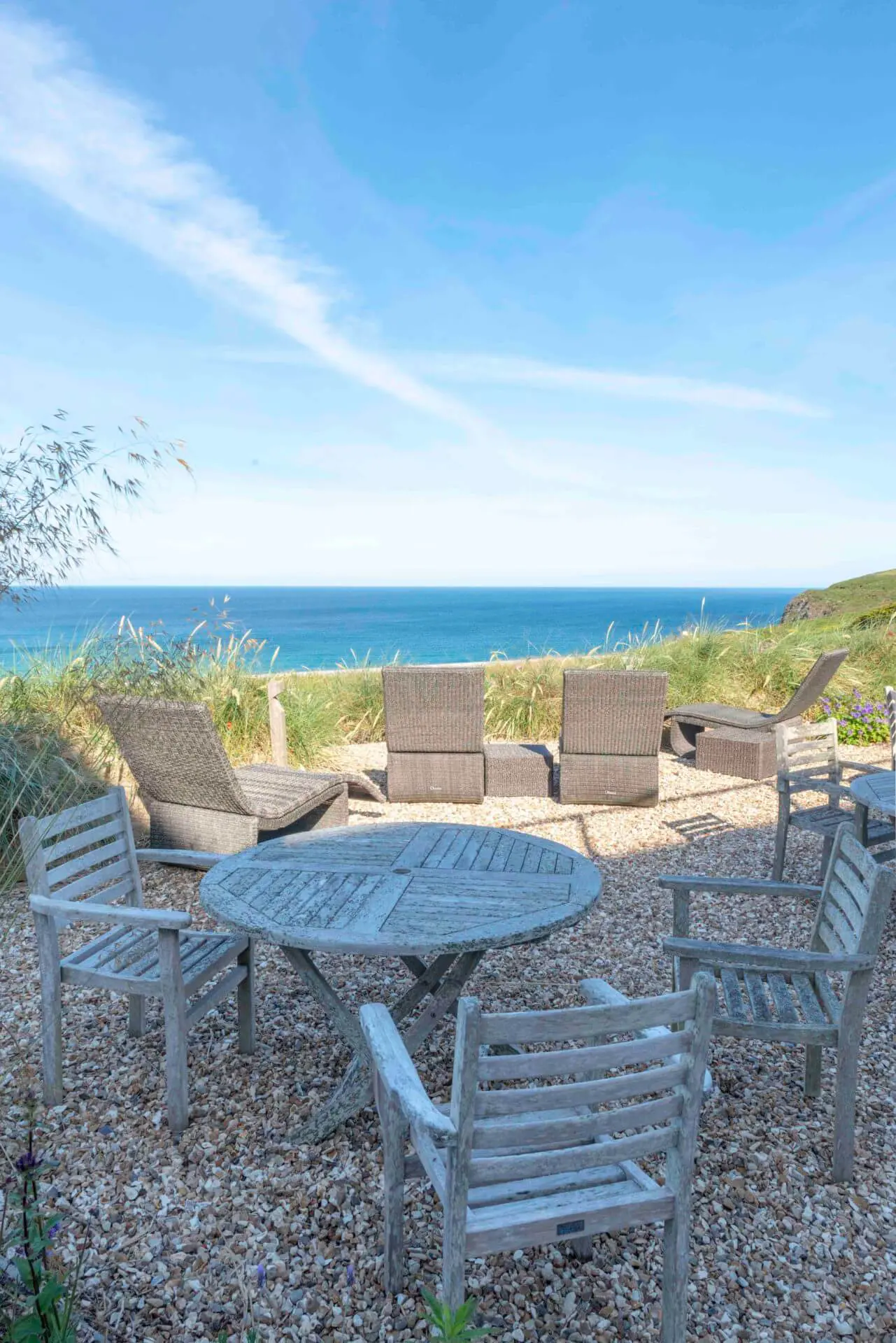 Outdoor Relaxation Area Overlooking The Ocean at Bedruthan Spa
