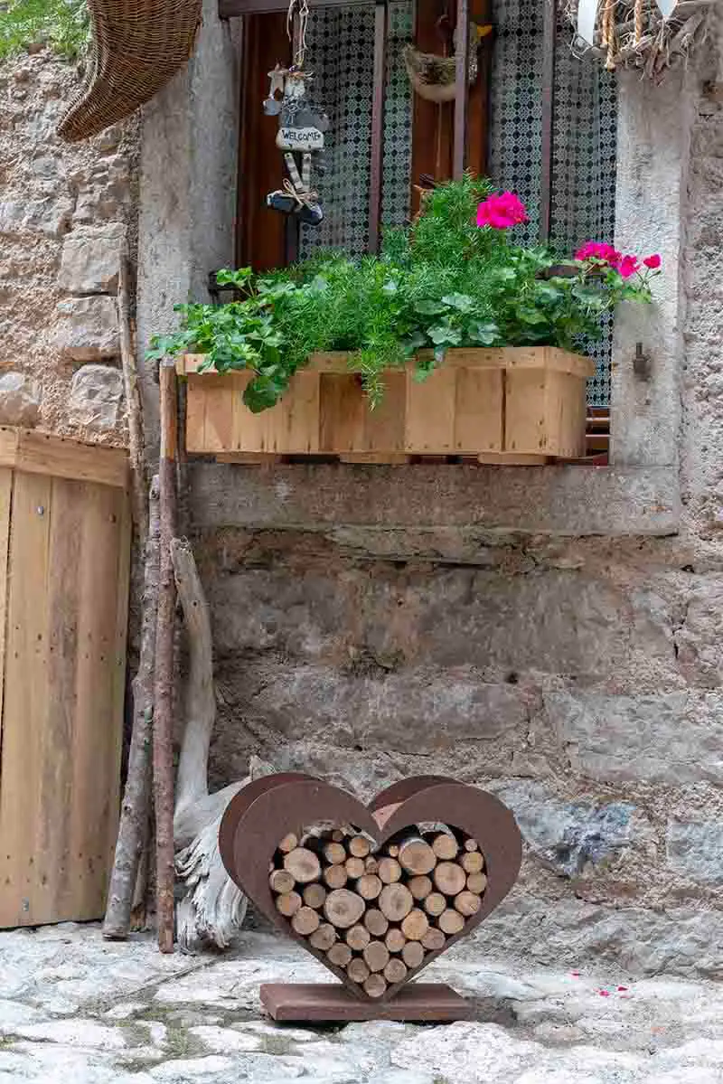 Traditional Italian Mountain Window and Wood Holder