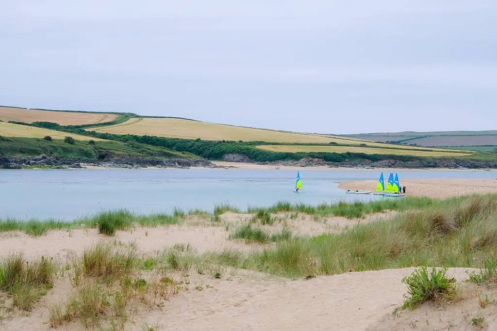 Windsurfing Boats Along The Camel Estuary in Cornwall