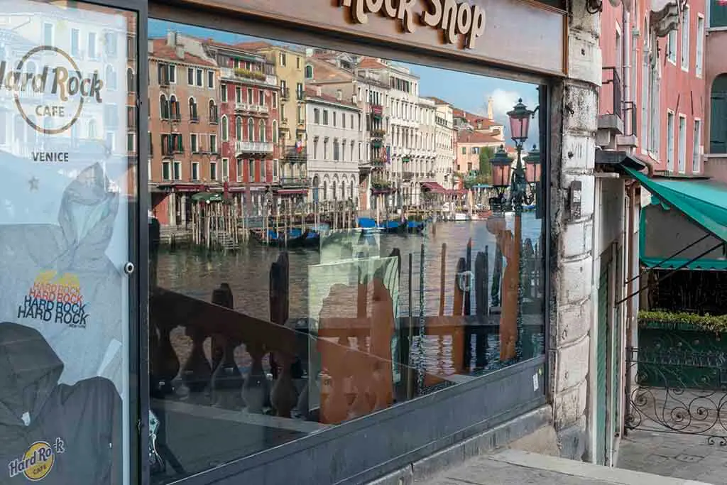Reflection Of The Grand Canal In A Store Window